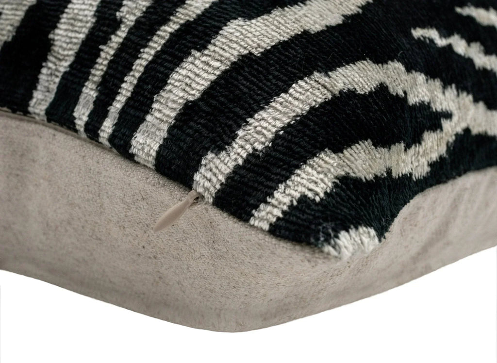 Handmade Velvet Throw Pillow with Black and White Zebra Print Design - High-Quality 20x20 Inch Decorative Accent with Premium Down Feather Insert Canvello