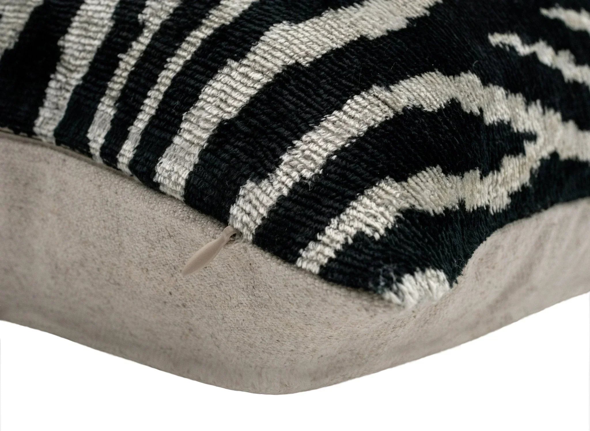 Handmade Velvet Throw Pillow with Black and White Zebra Print Design - High-Quality 20x20 Inch Decorative Accent with Premium Down Feather Insert Canvello