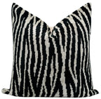 Handmade Velvet Throw Pillow with Black and White Zebra Print Design - High-Quality 20x20 Inch Decorative Accent with Premium Down Feather Insert Canvello