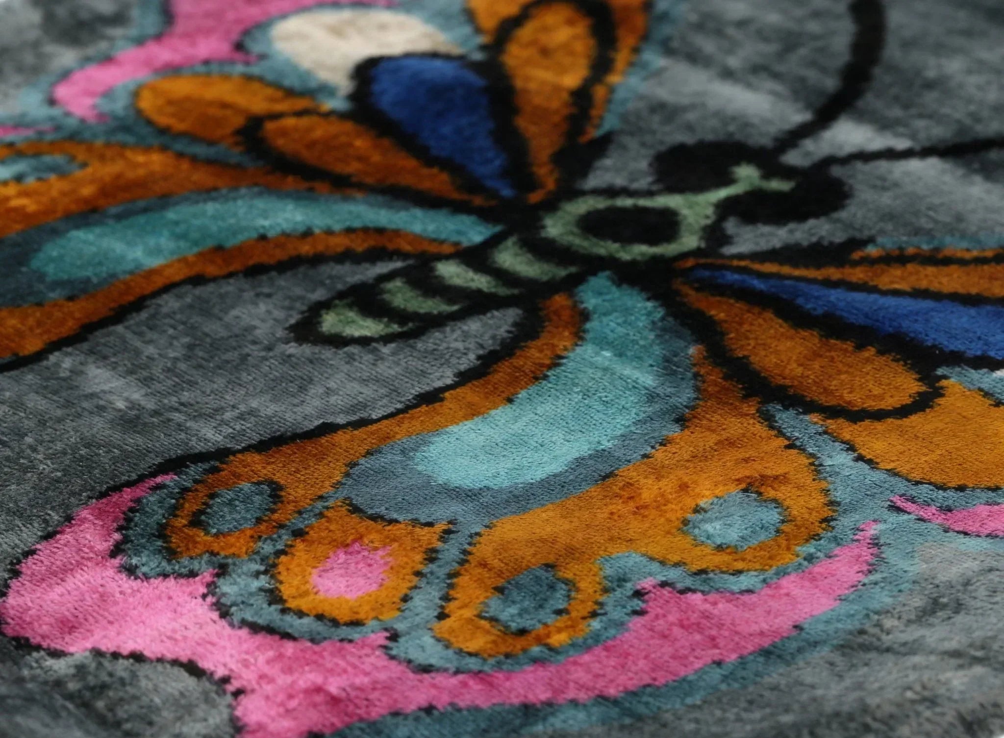 Handmade Velvet Throw Pillow with Colorful Butterfly Design - High-Quality 20x20 Inch Decorative Accent with Premium Down Feather Insert Canvello