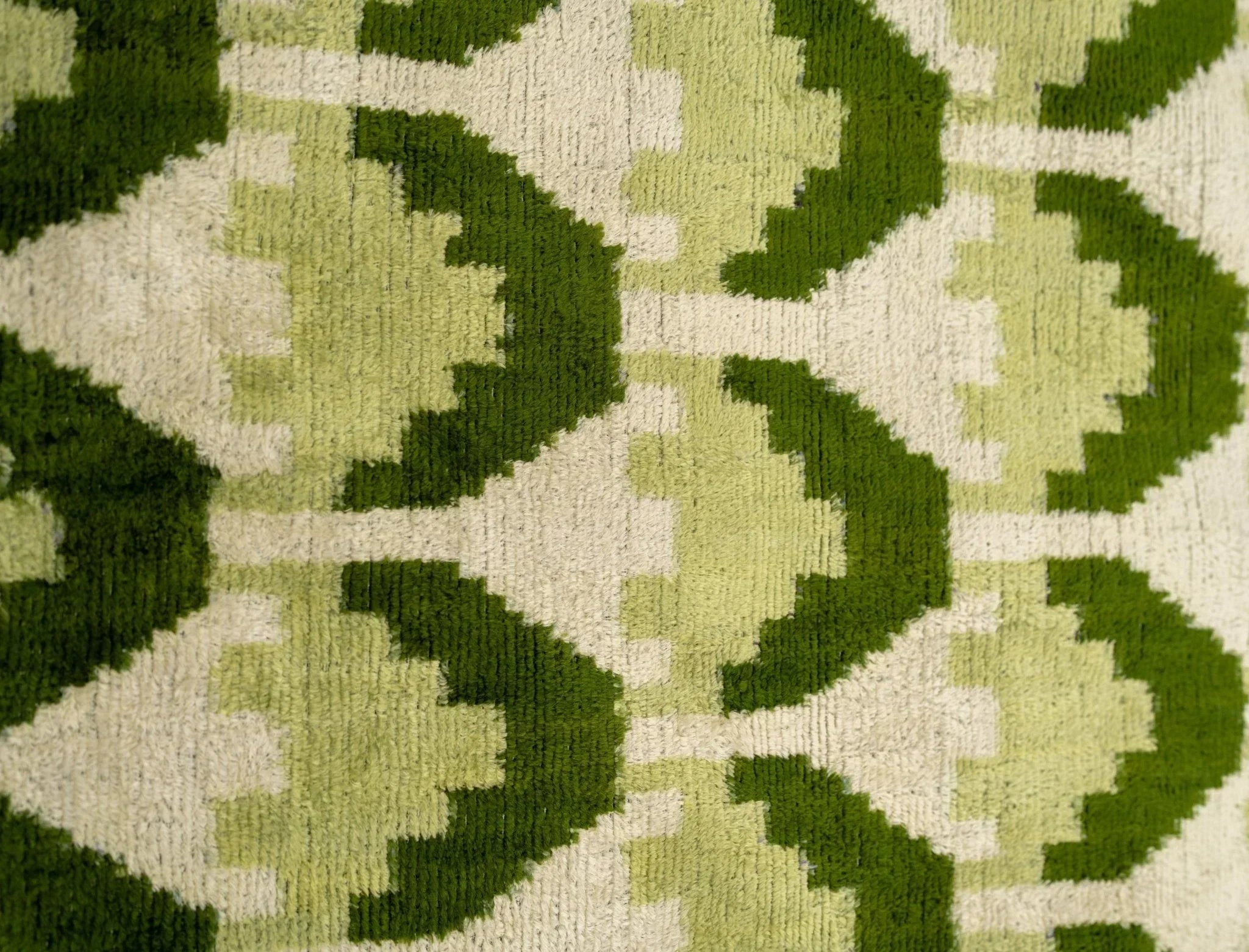 Handmade Velvet Throw Pillow with Green and Cream Geometric Design - High-Quality 20x20 Inch Decorative Accent with Premium Down Feather Insert Canvello