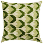 Handmade Velvet Throw Pillow with Green and Cream Geometric Design - High-Quality 20x20 Inch Decorative Accent with Premium Down Feather Insert Canvello
