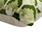 Handmade Velvet Throw Pillow with Green and Cream Geometric Design - High-Quality 20x20 Inch Decorative Accent with Premium Down Feather Insert Canvello