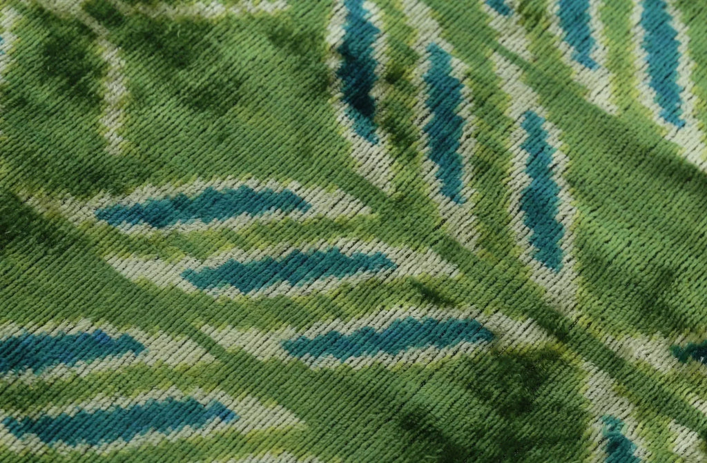 Handmade Velvet Throw Pillow with Green and Teal Ikat Design - High-quality 20x20 Inch Decorative Accent... - House Of Avana