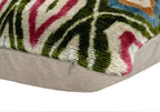 Handmade Velvet Throw Pillow with Multicolor Diamond Ikat Design - High-Quality 20x20 Inch Decorative Accent with Premium Down Feather Insert Canvello