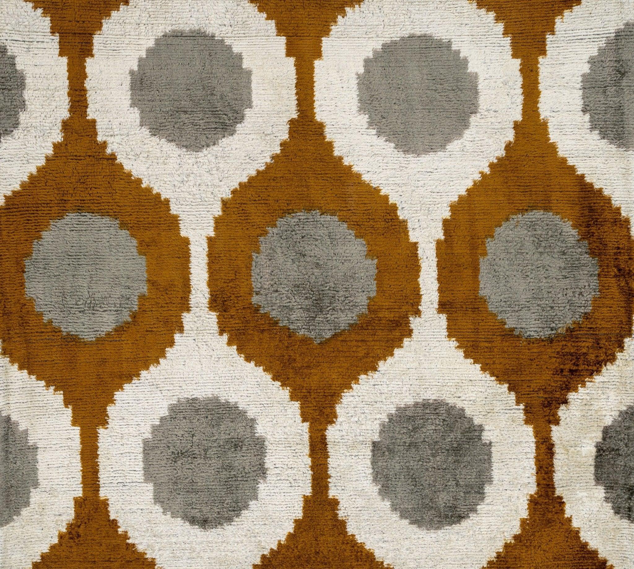 Handmade Velvet Throw Pillow with Mustard and Grey Geometric Design - High-quality 20x20 Inch Decorative... - House Of Avana