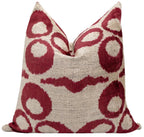 Handmade Velvet Throw Pillow with Red and Beige Geometric Design - High-quality 20x20 Inch Decorative... - House Of Avana