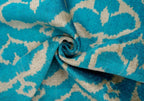 Handmade Velvet Throw Pillow with Turquoise and Beige Ikat Design - High-Quality 20x20 Inch Decorative Accent with Premium Down Feather Insert for Sofas, Couches, and Interior Design Canvello