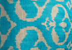 Handmade Velvet Throw Pillow with Turquoise and Beige Ikat Design - High-Quality 20x20 Inch Decorative Accent with Premium Down Feather Insert for Sofas, Couches, and Interior Design Canvello