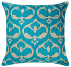 Handmade Velvet Throw Pillow with Turquoise and Beige Ikat Design - High-Quality 20x20 Inch Decorative Accent with Premium Down Feather Insert for Sofas, Couches, and Interior Design Canvello