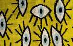 Handmade Yellowish Eye Design Throw Pillow - 16x24 inch, Vegetable Dyed with Premium Down Feather Insert Canvello