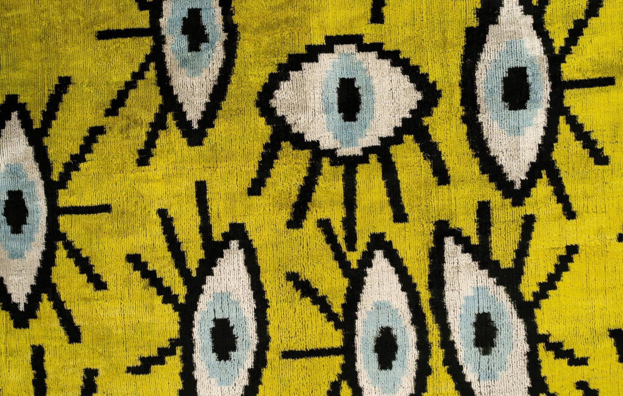 Handmade Yellowish Eye Design Throw Pillow - 16x24 inch, Vegetable Dyed with Premium Down Feather Insert Canvello