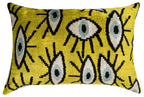 Handmade Yellowish Eye Design Throw Pillow - 16x24 inch, Vegetable Dyed with Premium Down Feather Insert Canvello