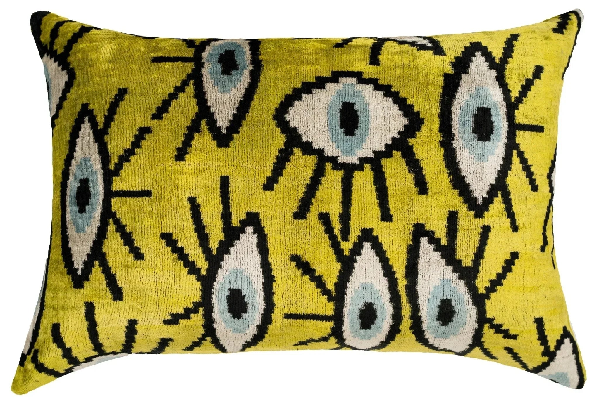Handmade Yellowish Eye Design Throw Pillow - 16x24 inch, Vegetable Dyed with Premium Down Feather Insert Canvello
