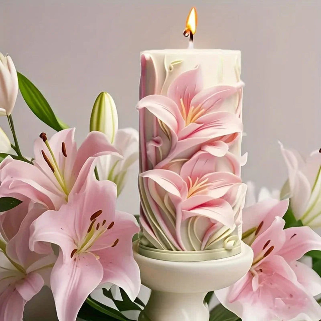 Elegant White Silicone Tulip Lily Mold for DIY Candles, Soap & Aromatherapy Crafts - Reusable, Durable & Flexible with Intricate Floral Design, Perfect for Home Decor & Gift Making, Candle Making Supplies House Of Avana