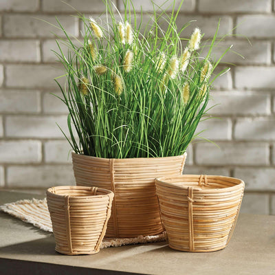 Handwoven Small Rattan Basket Planters (Set of 3) Vintage Shopper