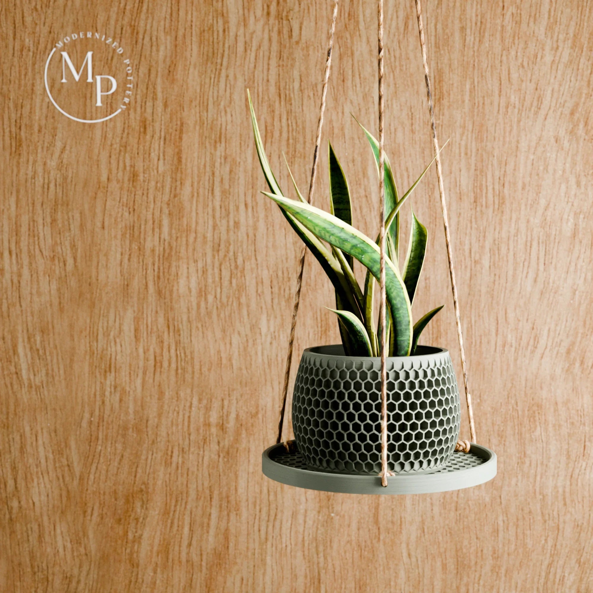 Hanging Plant Pot Tray | Honeycomb, back view - House Of Avana