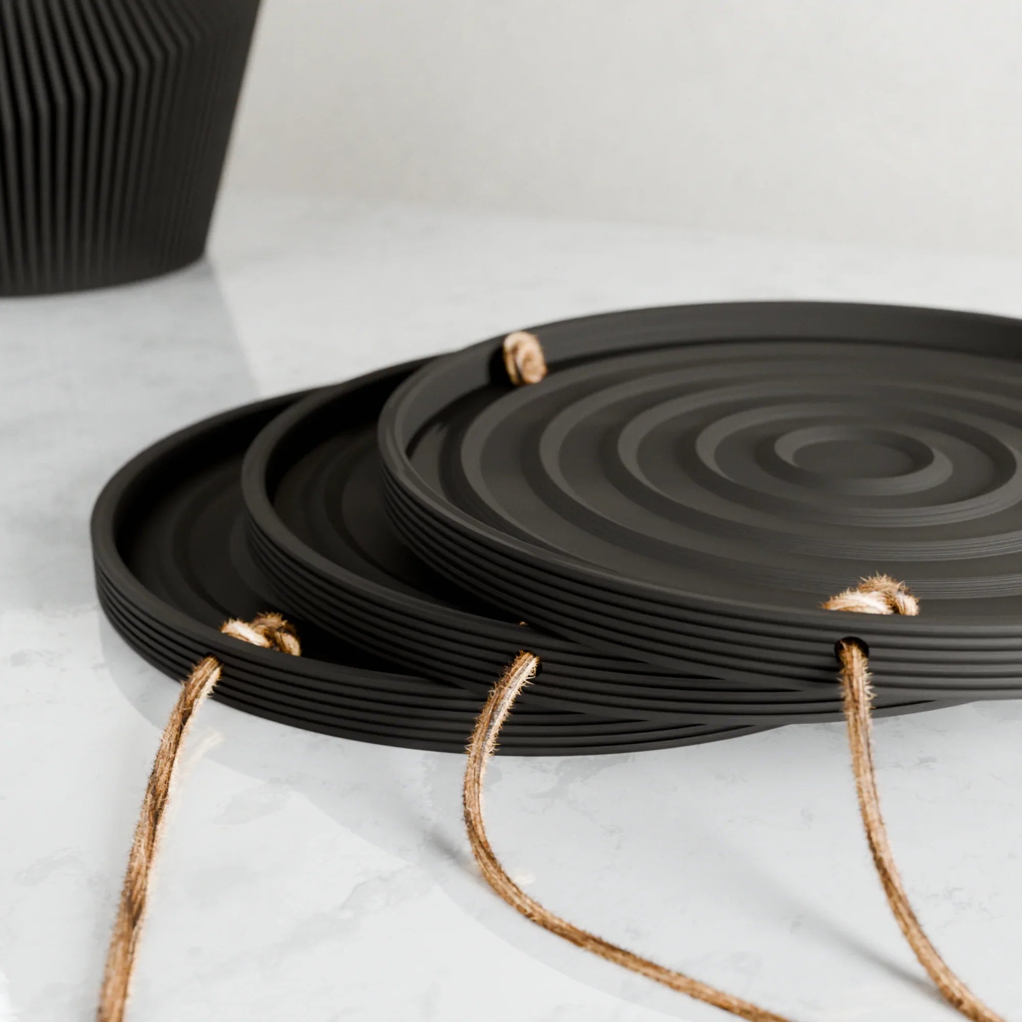 Hanging Plant Pot Tray | Puddle, angled view - House Of Avana
