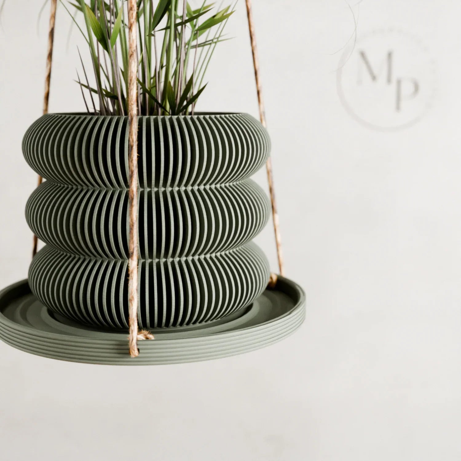 Hanging Plant Pot Tray | Puddle, angled view - House Of Avana