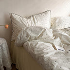 Hannah Vintage Floral Braids Cotton Bedding Set / White Ever Lasting