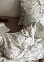 Hannah Vintage Floral Braids Cotton Bedding Set / White Ever Lasting