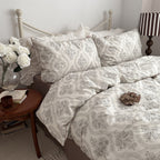 Hannah Vintage Floral Braids Cotton Bedding Set / White Ever Lasting
