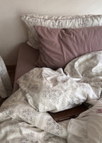 Hannah Vintage Floral Braids Cotton Bedding Set / White Ever Lasting