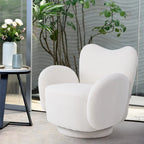1pc 360° Swivel Plush Teddy Fabric Accent Chair, Sofas, Armchair, Swivel Chair- Heart-Shaped Back Rotating Lounge Chair with Removable Arms, Beige Reading Chair for Living Room Bedroom, Creamy White House Of Avana