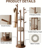 Heavy-Duty Freestanding Clothes Rack with 3-Tier Shelves & 9 Hooks - No Assembly Needed, Space-Saving Organizer Stand for Entryway, Bedroom, Office - Sturdy Hardwood Construction, Modern Minimalist Design for Coats, Hats, Bag House Of Avana
