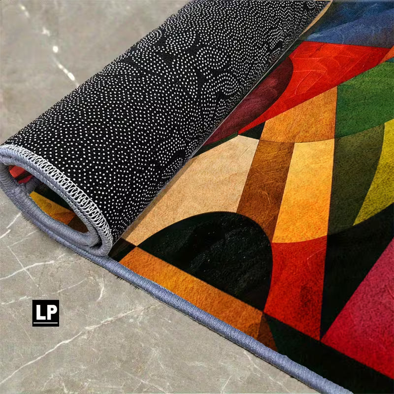 Heavy-Duty Non-Slip Abstract Geometric Velvet Area Carpet