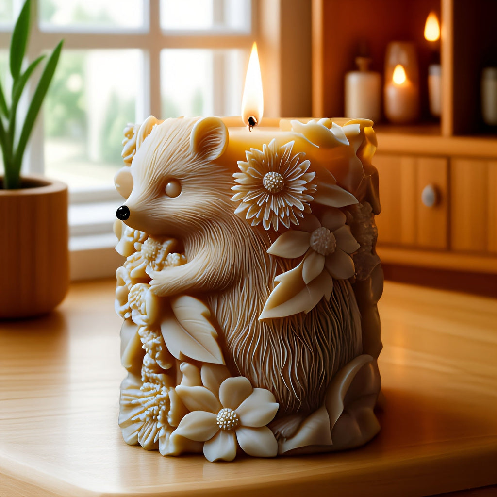 Flourishing Hedgehog Candle Mold - with Hedgehog & Floral Designs, for Pillar Candles, Resin, Plaster, Soap, - Reusable Silicone Crafting Mold for DIY Home Decor, Wedding, Birthday, Valentine'S Gifts - Easy Release & Long-Las House Of Avana