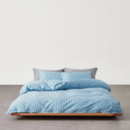 Henry Striped Buttoned Bedding Set / Blue Ever Lasting