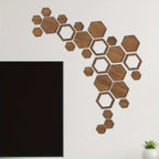Wooden Wall Panels - 3d Hexagon Reusable Interlocking Decor with Uv Printing, Brown, detail shot - House Of Avana