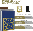 Honeycomb Metal Bookend – Modern Geometric Book Holder Geomod