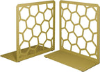 Honeycomb Metal Bookend – Modern Geometric Book Holder Geomod