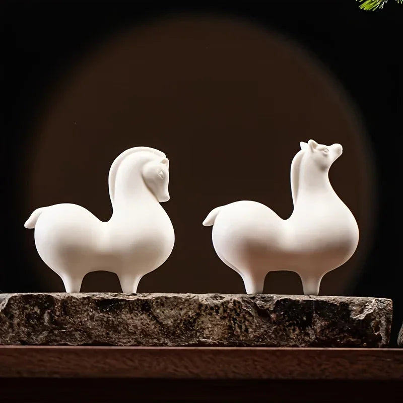 Horse Figurine - Decorative Ceramic White