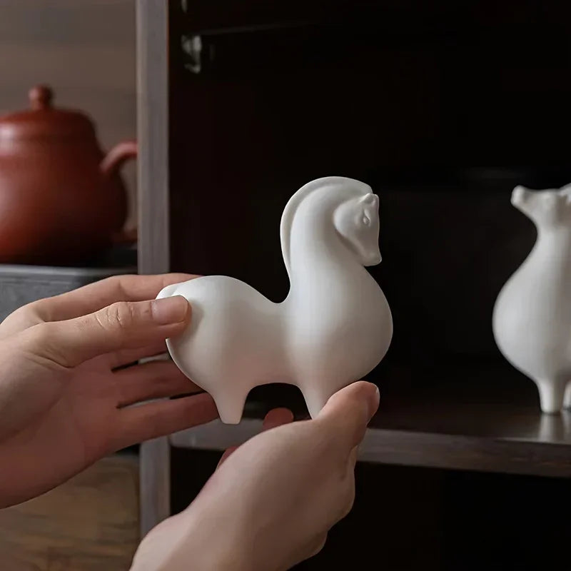 Horse Figurine - Decorative Ceramic White
