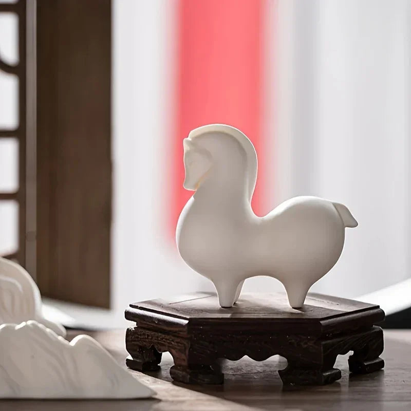 Horse Figurine - Decorative Ceramic White