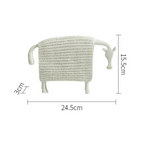 White ceramic sheep figurine with textured woven pattern as an elegant ceramic horse figurine decorative piece