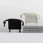 Black and white horse figurine elegant ceramic with textured woven body design in resin material