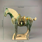 Vintage Figurine - Green Glazed Ceramic Statue, side view - House Of Avana