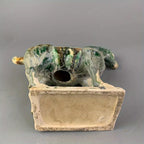 Vintage Figurine - Green Glazed Ceramic Statue, top view - House Of Avana