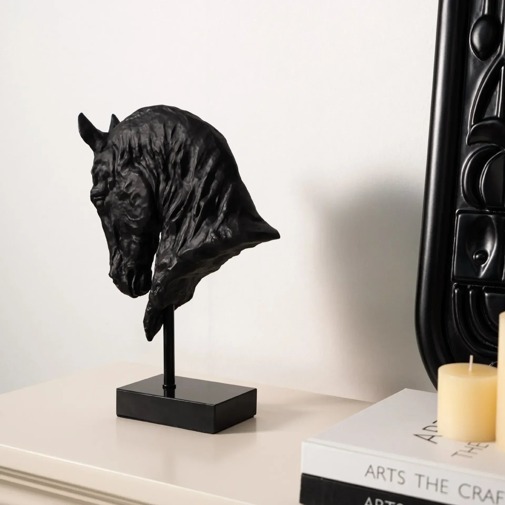 Horse Head - Decorative Black Figurine | Horse Sculpture | back view | Contemporary home decor | House of Avana