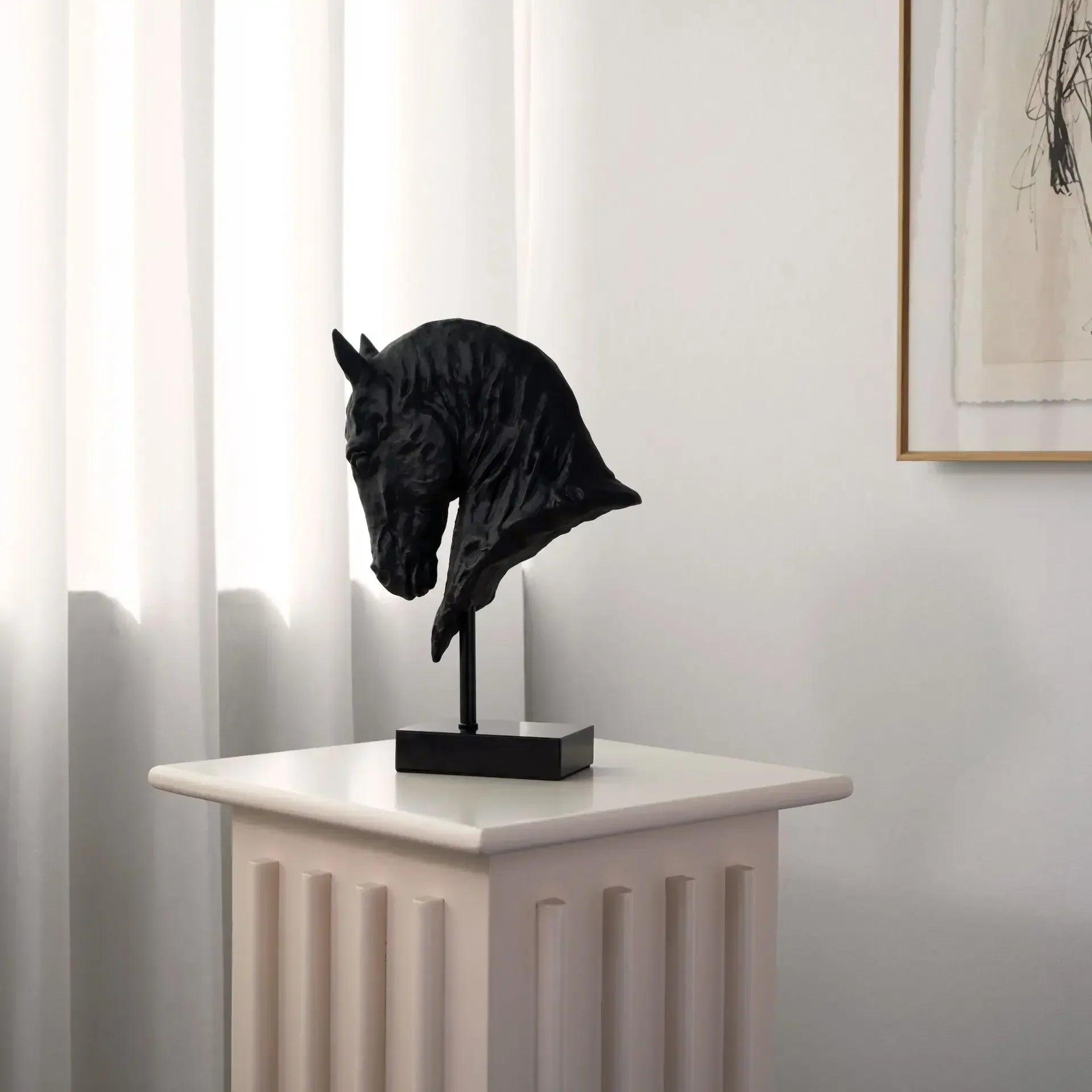 Horse Head - Decorative Black Figurine | Horse Sculpture | angle view | Contemporary home decor | House of Avana