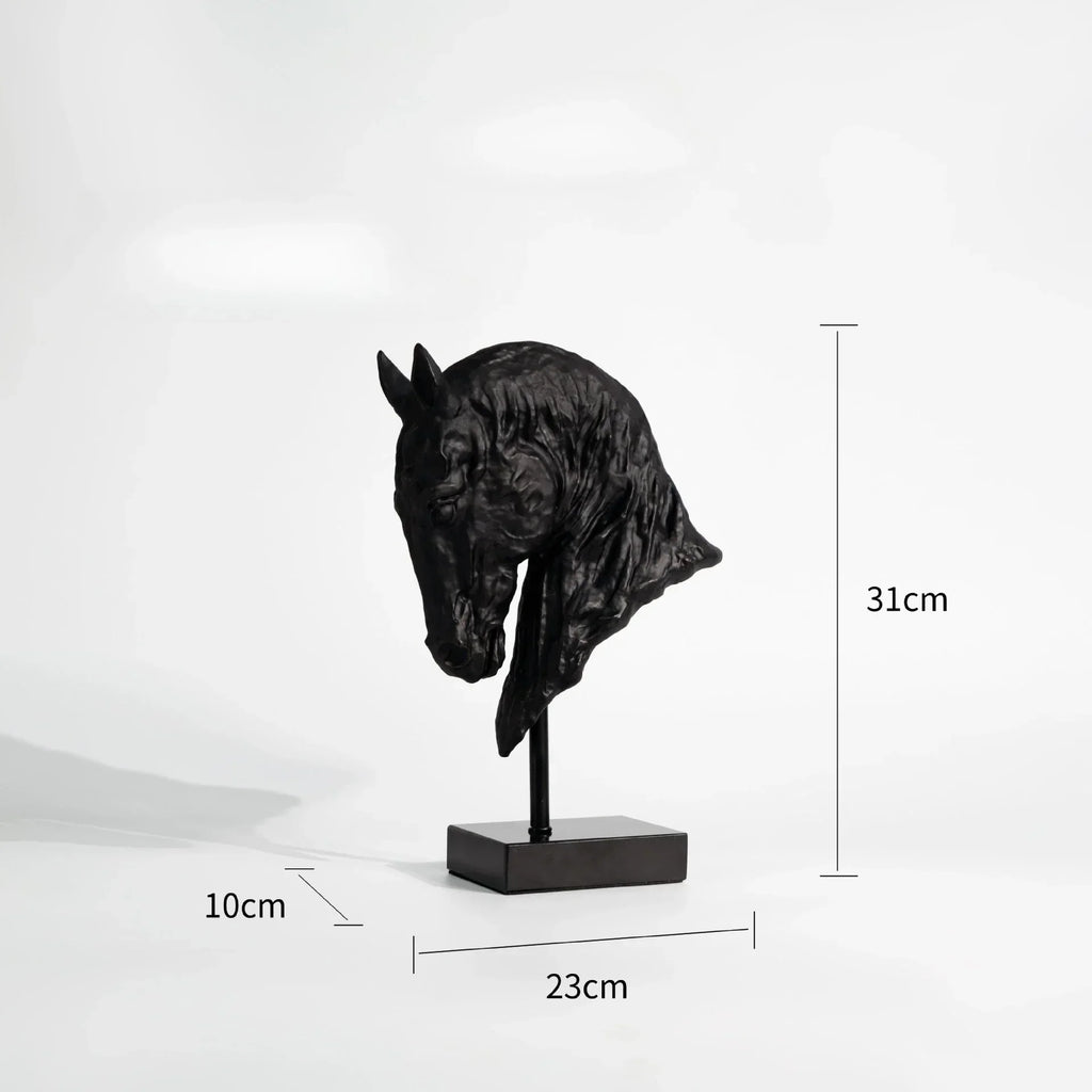 Horse Head - Decorative Black Figurine | Horse Sculpture | close-up | Contemporary home decor | House of Avana