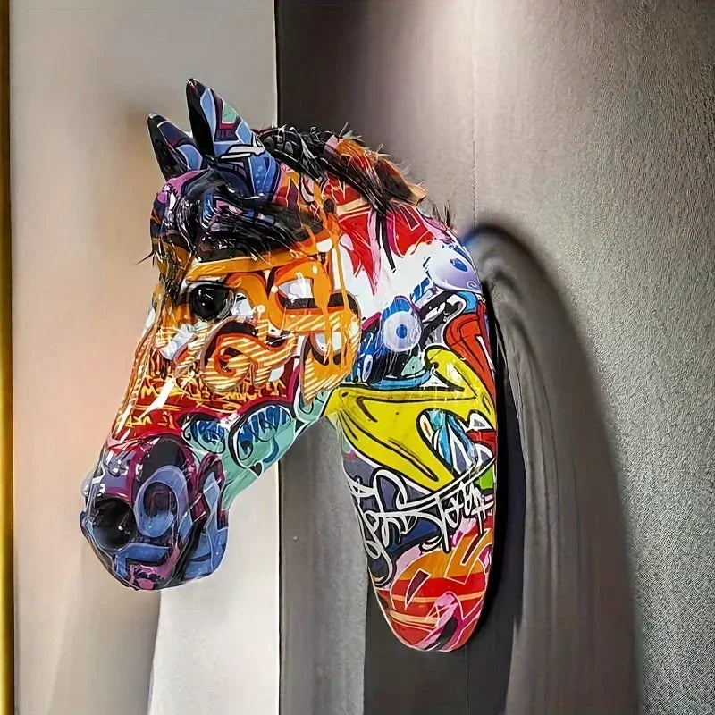 Glam Style Resin Horse Head Sculpture, Collectible Figurine Wall Art, Versatile Decor for Living Room,... - House Of Avana