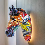Glam Style Resin Horse Head Sculpture, Collectible Figurine Wall Art, Versatile Decor for Living Room,... - House Of Avana
