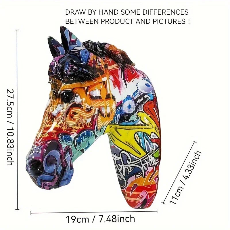 Glam Style Resin Horse Head Sculpture, Collectible Figurine Wall Art, Versatile Decor for Living Room,... - House Of Avana