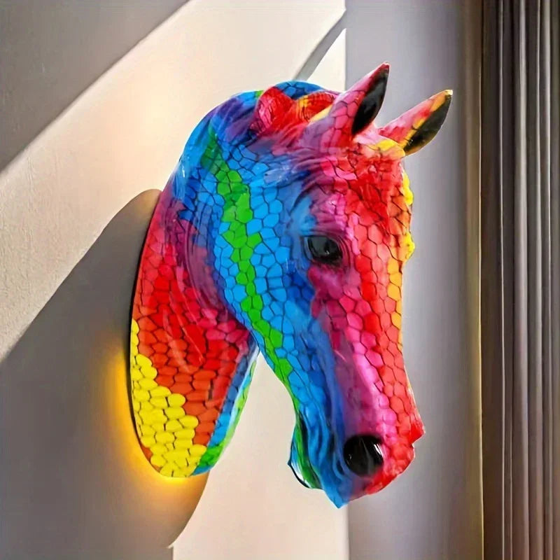 Glam Style Resin Horse Head Sculpture, Collectible Figurine Wall Art, Versatile Decor for Living Room,... - House Of Avana