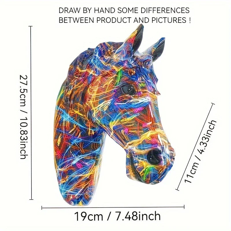 Glam Style Resin Horse Head Sculpture, Collectible Figurine Wall Art, Versatile Decor for Living Room,... - House Of Avana